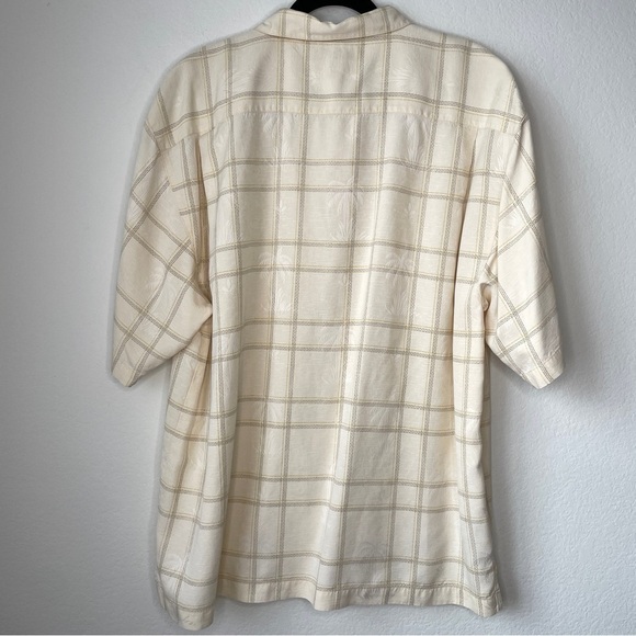 Tommy Bahama Pale Yellow 100% Silk Mens Tropical Button Down Palm Tree Shirt - Picture 7 of 10
